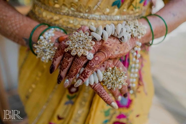 Haldi bride with Shells
