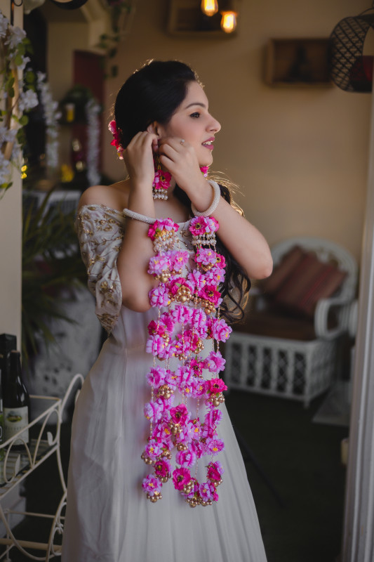 Long Pink Floral Kaleeras